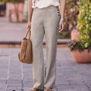NWBB Sundance Sierra Pant, size PS, in light tan and gray thin stripes